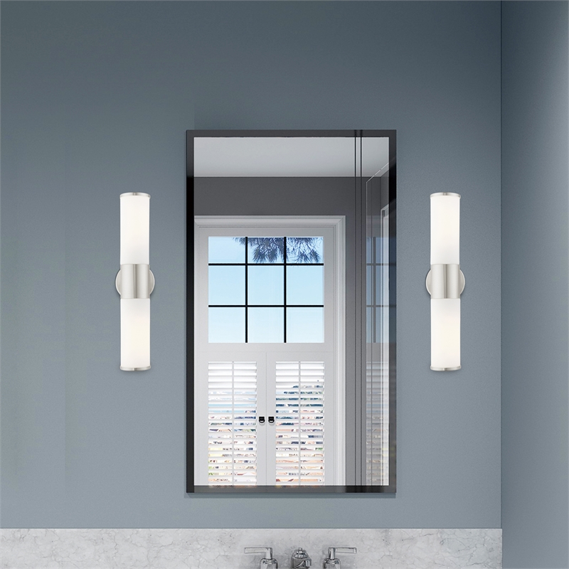 Beaumont Lane 2-Light Metal/Glass Vanity ADA Sconce in Brushed Nickel