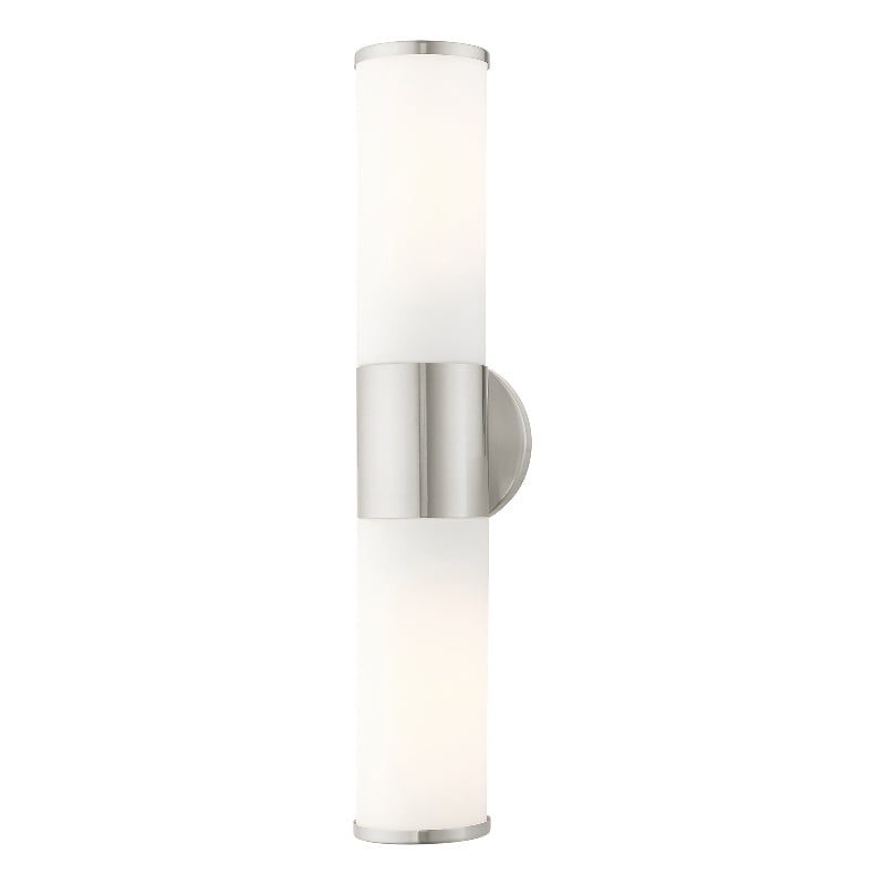 Beaumont Lane 2-Light Metal/Glass Vanity ADA Sconce in Brushed Nickel
