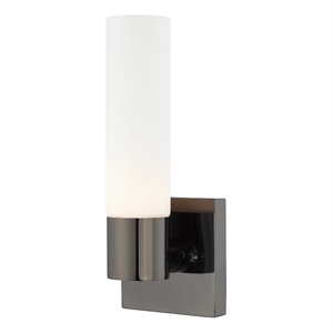 Beaumont Lane 1-Light Twist Lock Glass/Metal Wall Sconce in Black Chrome