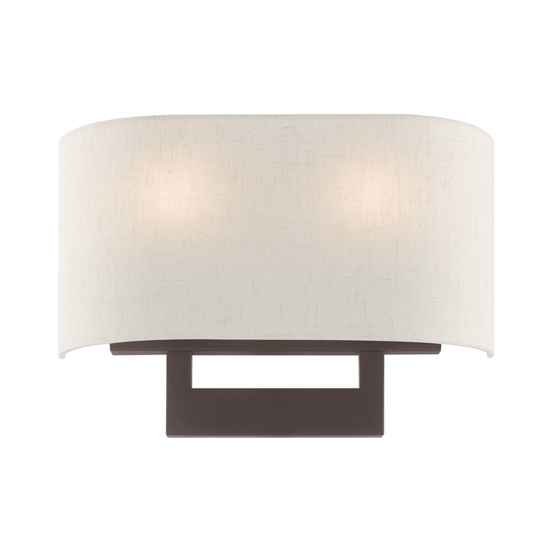 Beaumont Lane Contemporary 2-Light Metal & Fabric Wall Sconce in Bronze