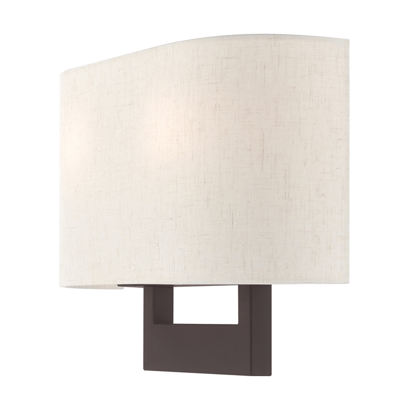 Beaumont Lane Contemporary 2-Light Metal & Fabric Wall Sconce in Bronze