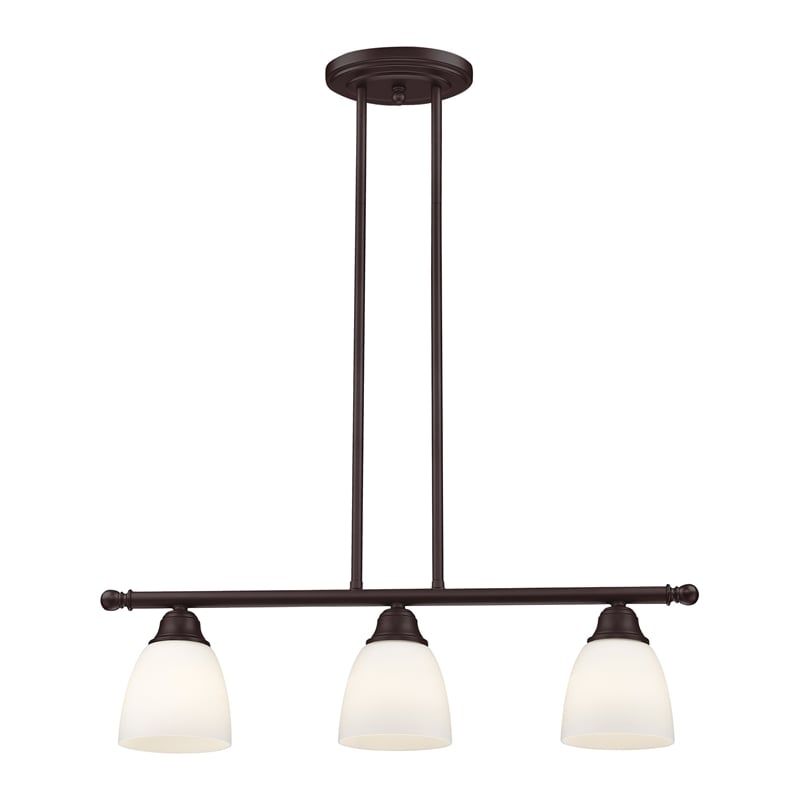 Beaumont Lane Contemporary 3-Light Metal Linear Chandelier in Bronze