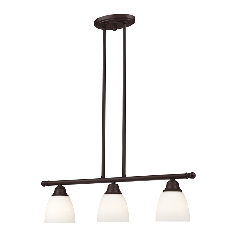 Beaumont Lane Contemporary 3-Light Metal Linear Chandelier in Bronze