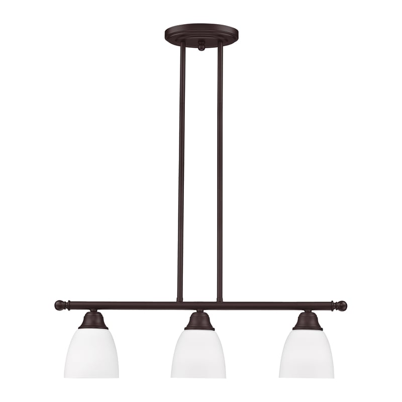Beaumont Lane Contemporary 3-Light Metal Linear Chandelier in Bronze