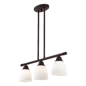 Beaumont Lane Contemporary 3-Light Metal Linear Chandelier in Bronze