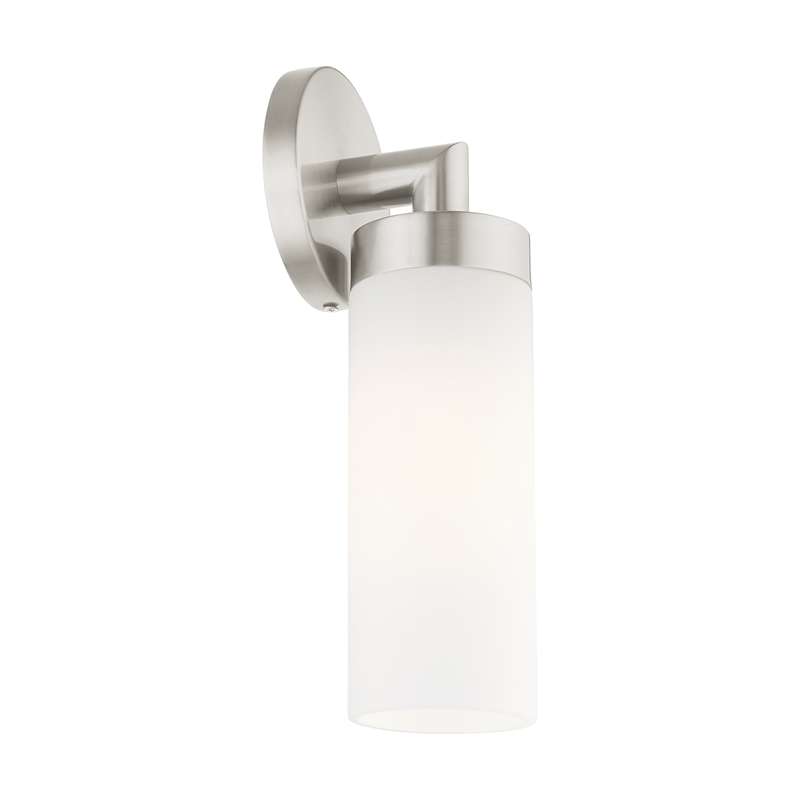 Beaumont Lane Contemporary 1-Light Glass/Metal Single Sconce in Brushed Nickel