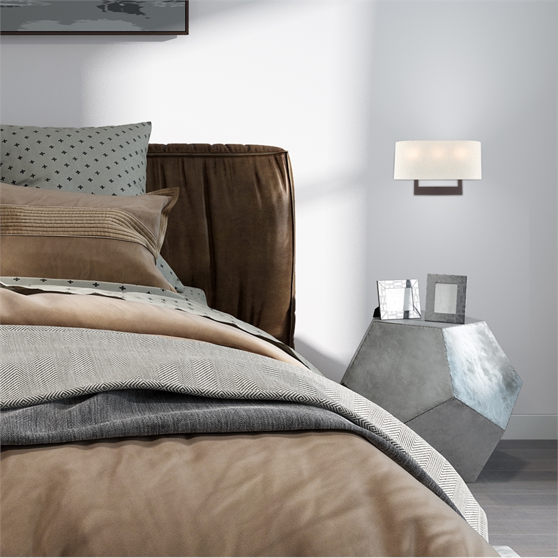 Beaumont Lane Contemporary 3-Light Metal & Fabric Wall Sconce in Bronze