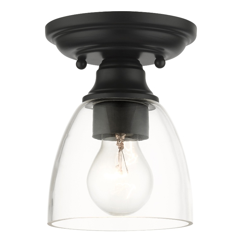 Beaumont Lane Transitional 1-Light Metal & Glass Flush Mount in Black