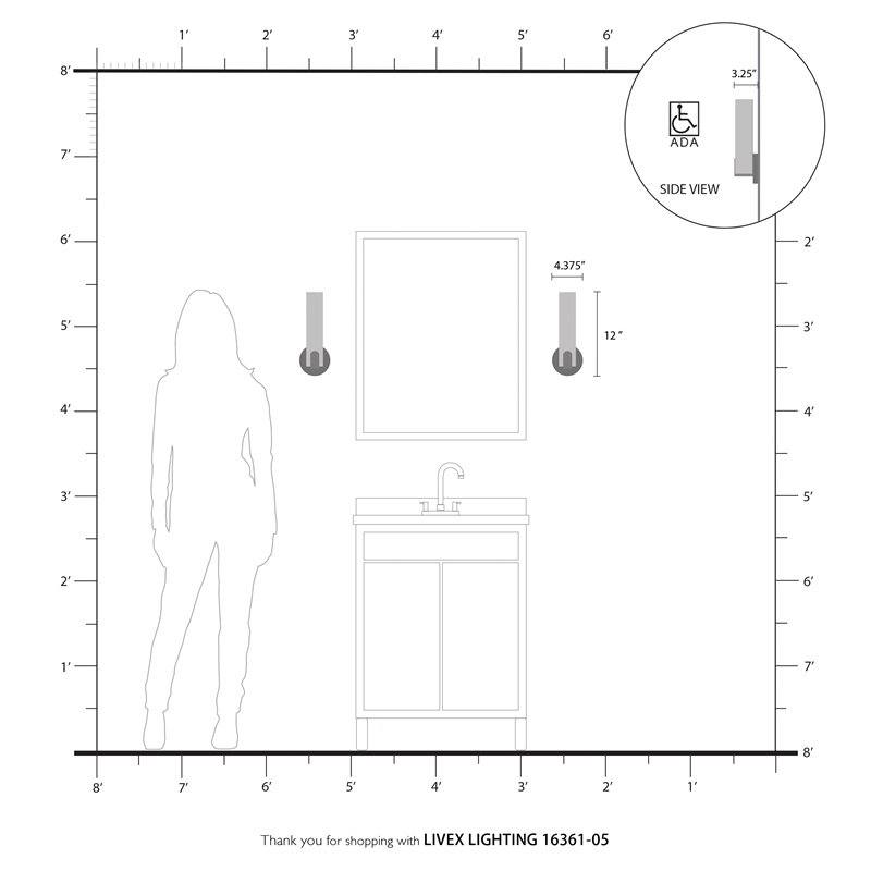 Beaumont Lane Contemporary 8W LED Metal ADA Wall Sconce in Polished Chrome