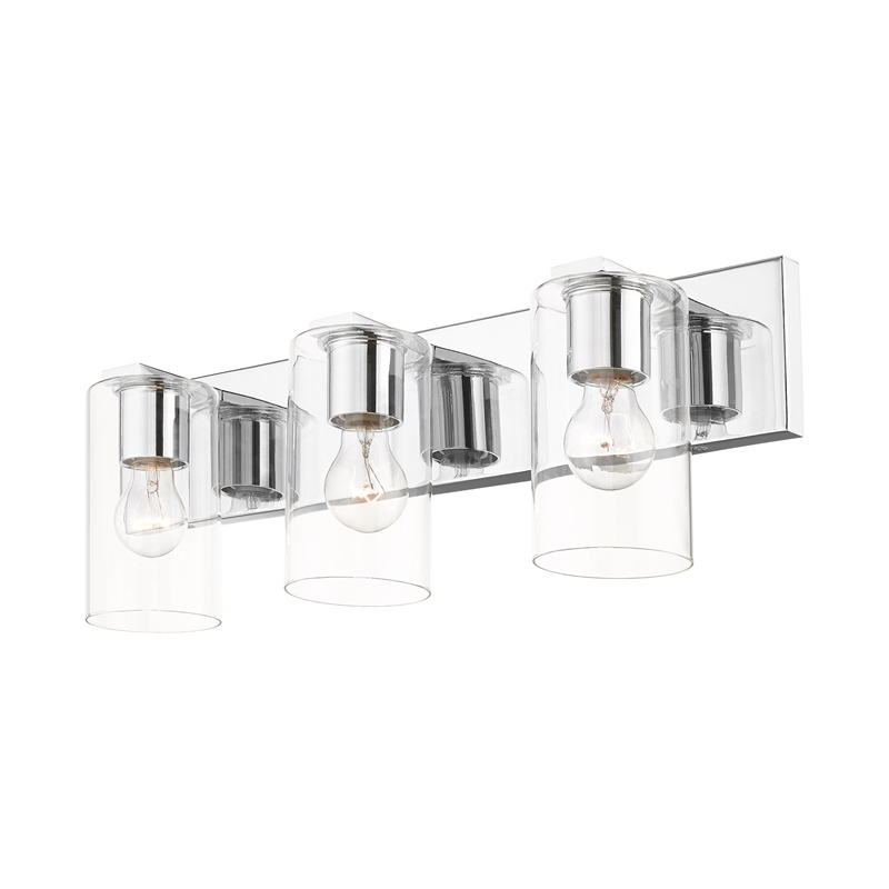 Beaumont Lane Contemporary 3-Light Metal Bath Vanity Lighting in Polished Chrome