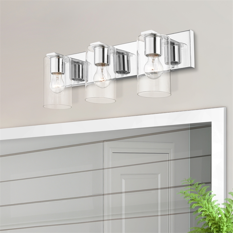 Beaumont Lane Contemporary 3-Light Metal Bath Vanity Lighting in Polished Chrome