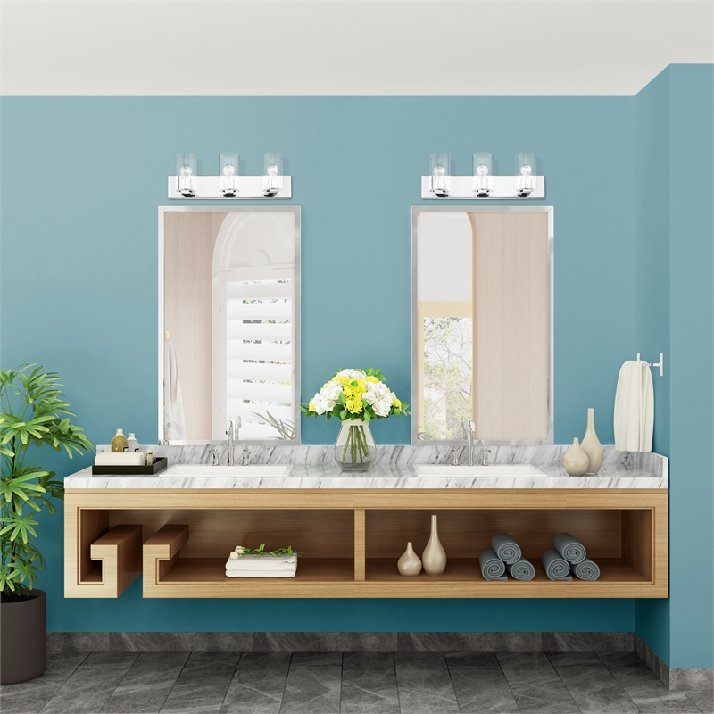 Beaumont Lane Contemporary 3-Light Metal Bath Vanity Lighting in Polished Chrome