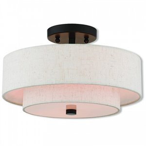 Beaumont Lane 8.25&quot 2-Light Metal/Fabric Ceiling Mount in English Bronze