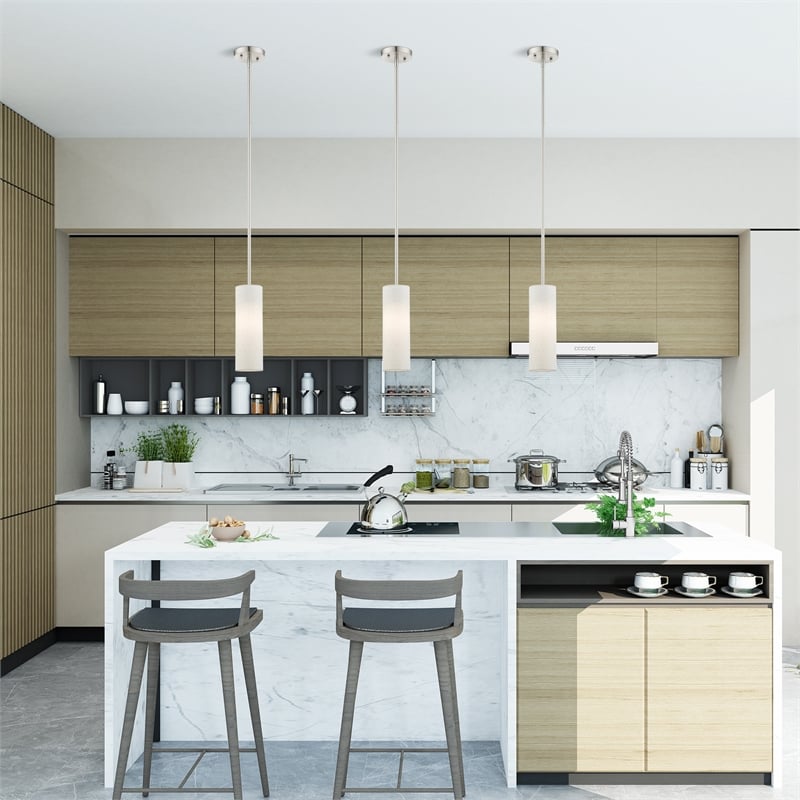 Beaumont Lane 1-Light Metal & Fabric Single Pendant in Brushed Nickel