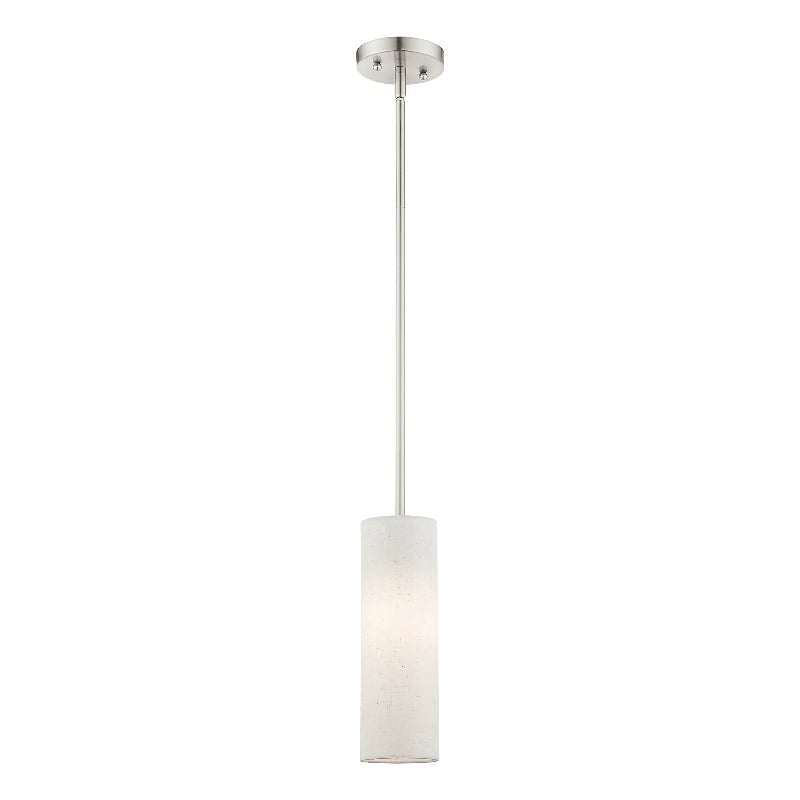 Beaumont Lane 1-Light Metal & Fabric Single Pendant in Brushed Nickel