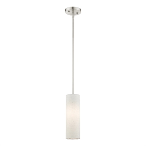 Beaumont Lane 1-Light Metal & Fabric Single Pendant in Brushed Nickel