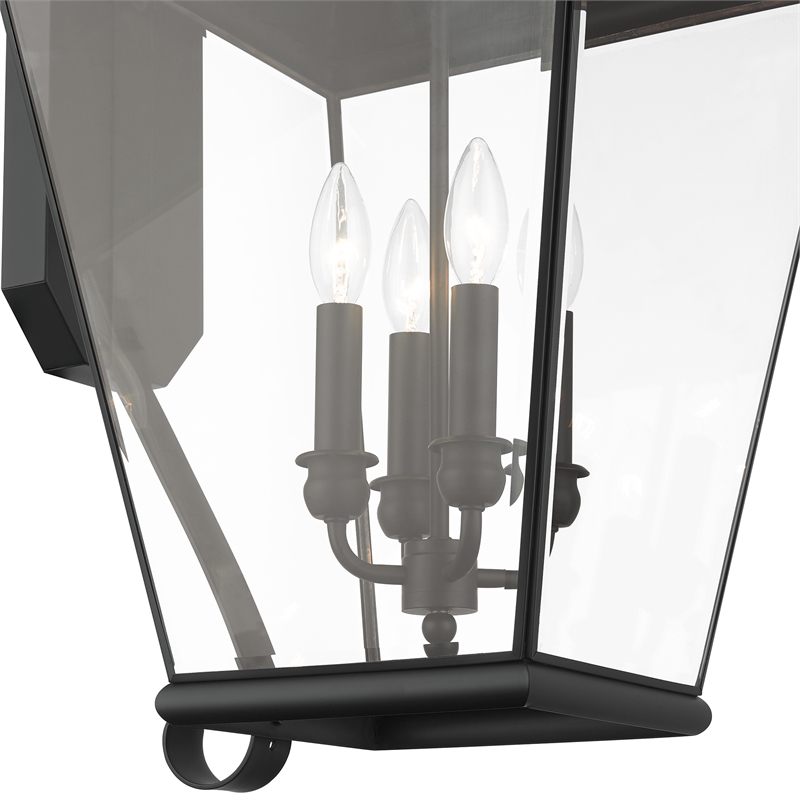 Beaumont Lane Contemporary Brass Outdoor Wall Lantern in Black