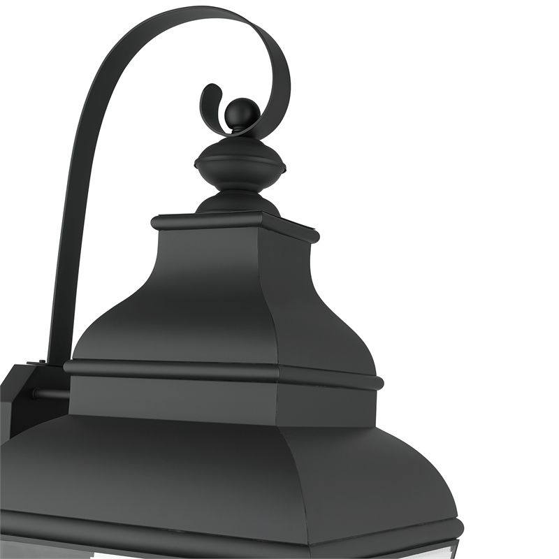 Beaumont Lane Contemporary Brass Outdoor Wall Lantern in Black