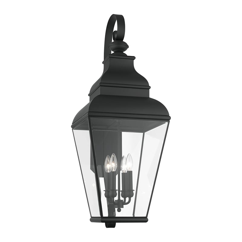 Beaumont Lane Contemporary Brass Outdoor Wall Lantern in Black