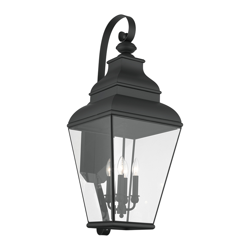 Beaumont Lane Contemporary Brass Outdoor Wall Lantern in Black