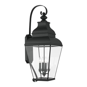 Beaumont Lane Contemporary Brass Outdoor Wall Lantern in Black