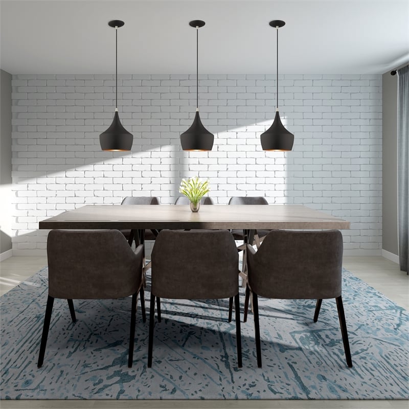 Beaumont Lane Mid-Century 1-Light Metal Single Pendant in Black