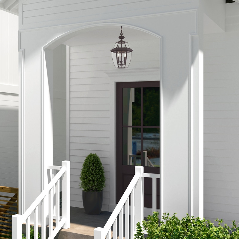 Beaumont Lane Contemporary Brass 3 Light Bronze Outdoor Lantern