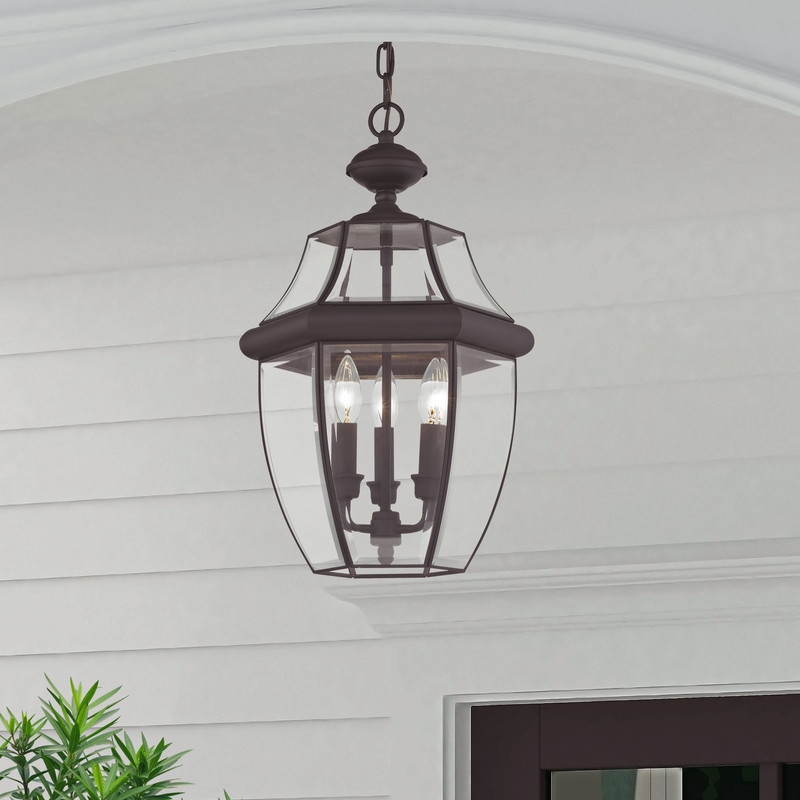 Beaumont Lane Contemporary Brass 3 Light Bronze Outdoor Lantern