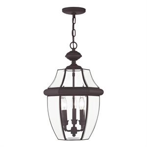 Beaumont Lane Contemporary Brass 3 Light Bronze Outdoor Lantern
