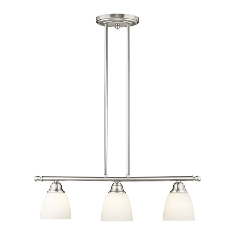 Beaumont Lane Contemporary 3-Light Metal Linear Chandelier in Brushed Nickel