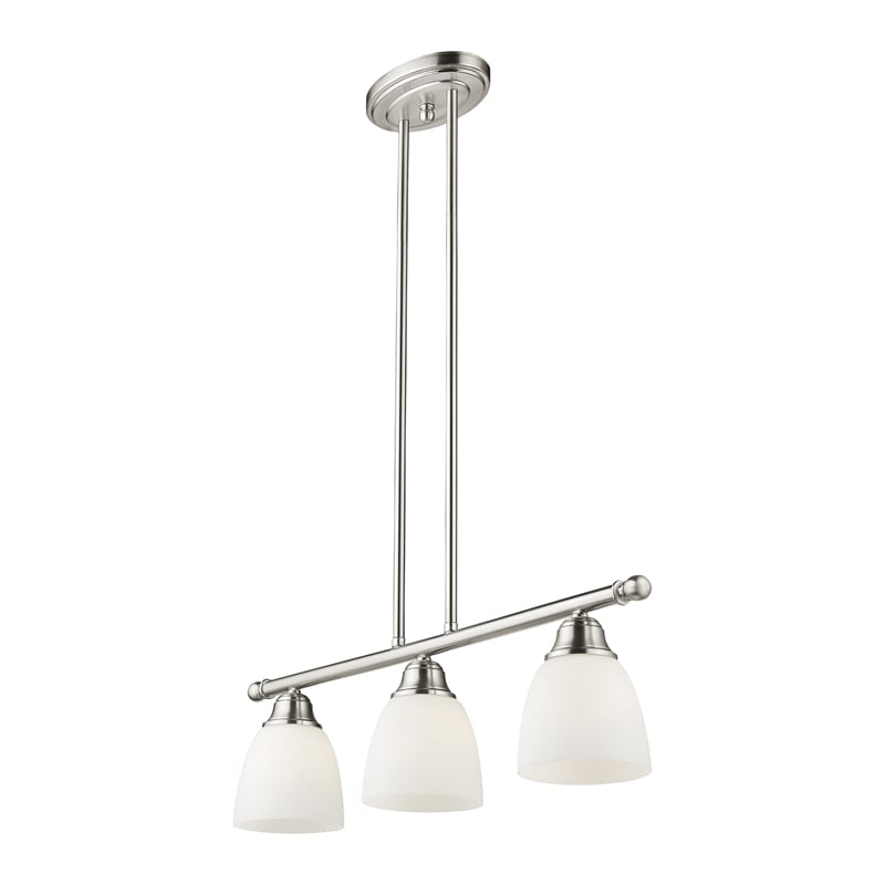 Beaumont Lane Contemporary 3-Light Metal Linear Chandelier in Brushed Nickel