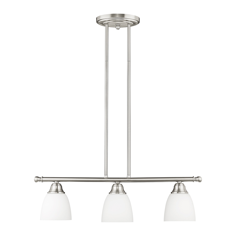 Beaumont Lane Contemporary 3-Light Metal Linear Chandelier in Brushed Nickel