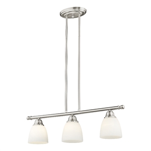 Beaumont Lane Contemporary 3-Light Metal Linear Chandelier in Brushed Nickel