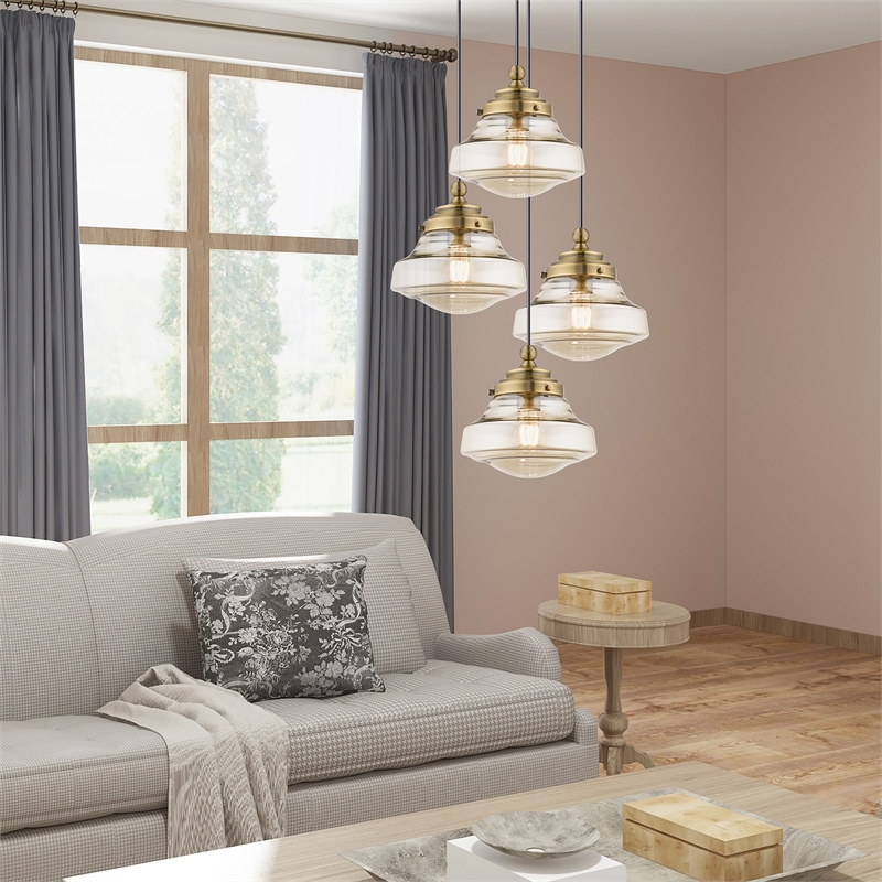 Beaumont Lane Contemporary 1-Light Metal & Glass Single Pendant in Antique Brass