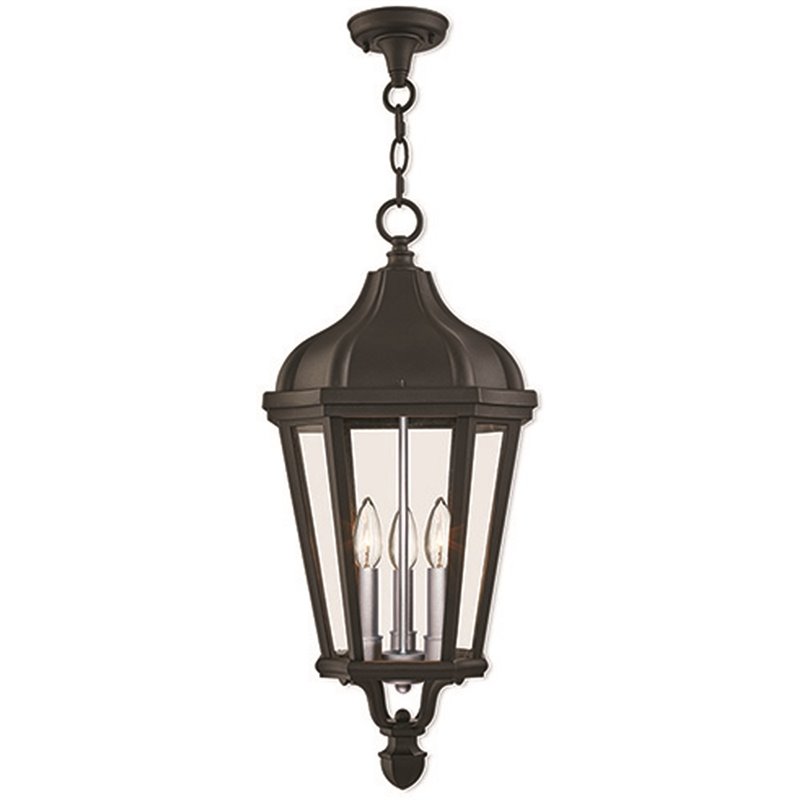 Beaumont Lane Contemporary 3 Light Outdoor Hanging Lantern in Textured Black