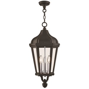 Beaumont Lane Contemporary 3 Light Outdoor Hanging Lantern in Textured Black
