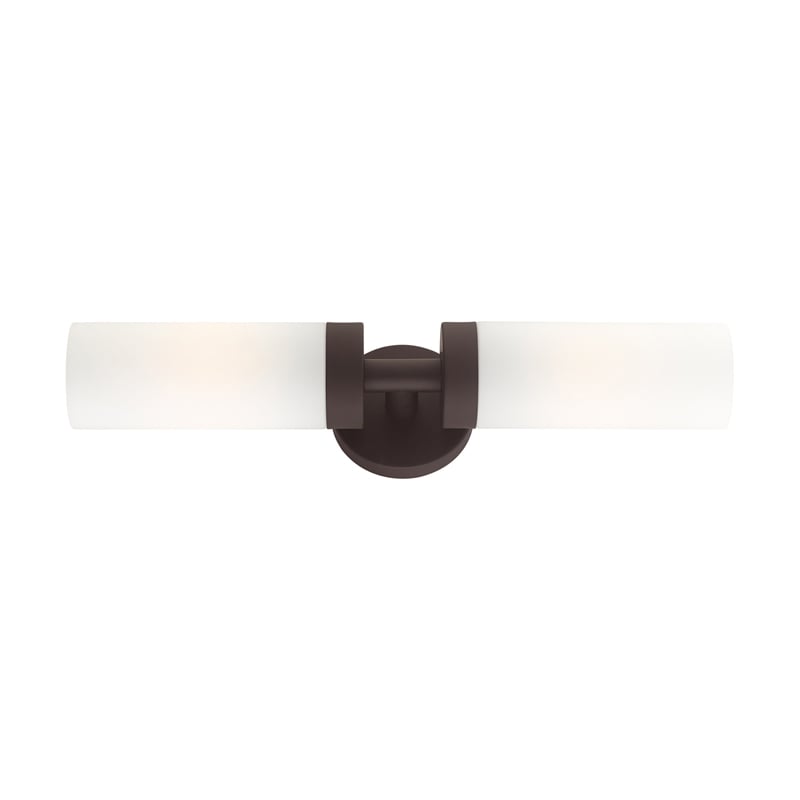 Beaumont Lane Contemporary 2-Light Glass/Metal ADA Vanity Sconce in Bronze