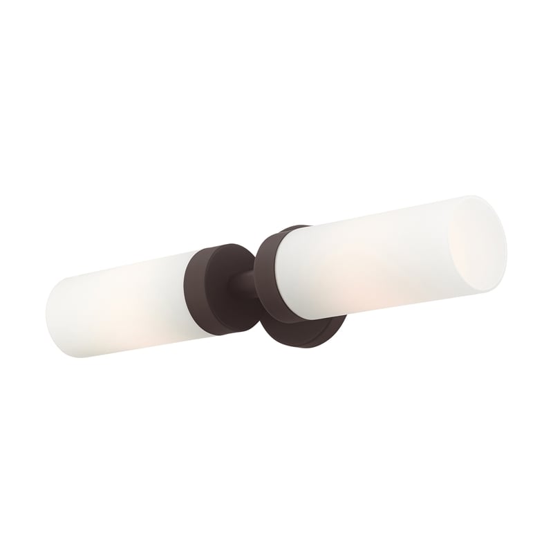 Beaumont Lane Contemporary 2-Light Glass/Metal ADA Vanity Sconce in Bronze