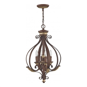 Beaumont Lane 4 Light Bronze Foyer with Aged Gold Leaf Accents Finish