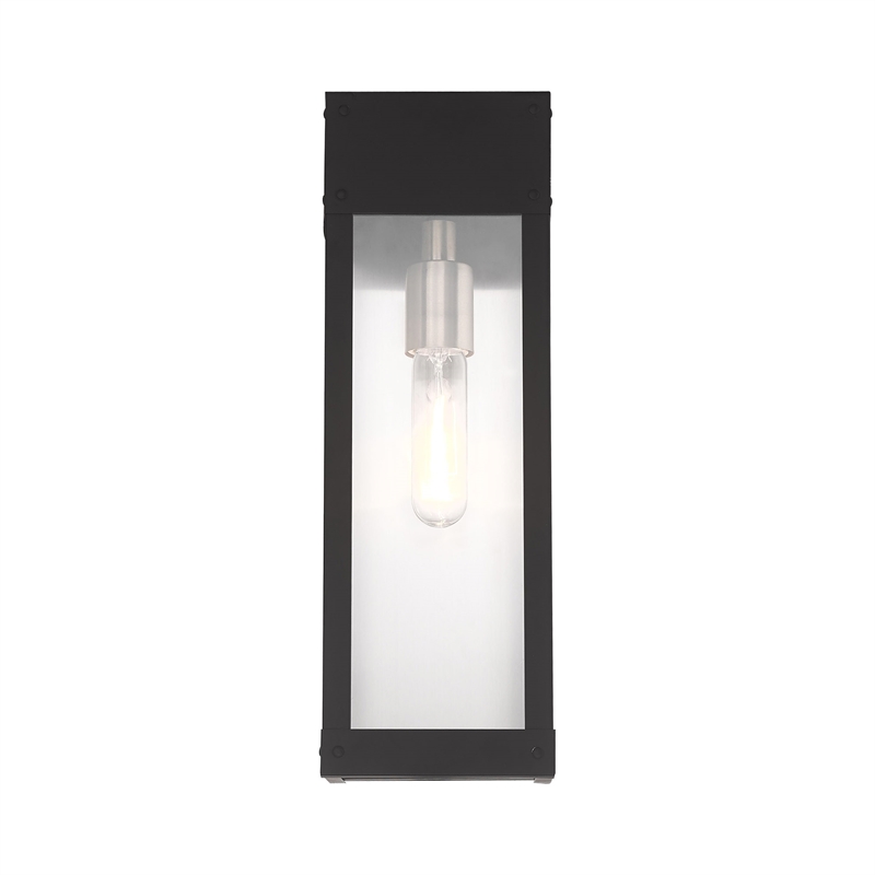 Beaumont Lane Transitional 1-Light Stainless Steel Outdoor Wall Lantern in Black
