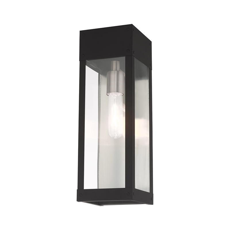 Beaumont Lane Transitional 1-Light Stainless Steel Outdoor Wall Lantern in Black
