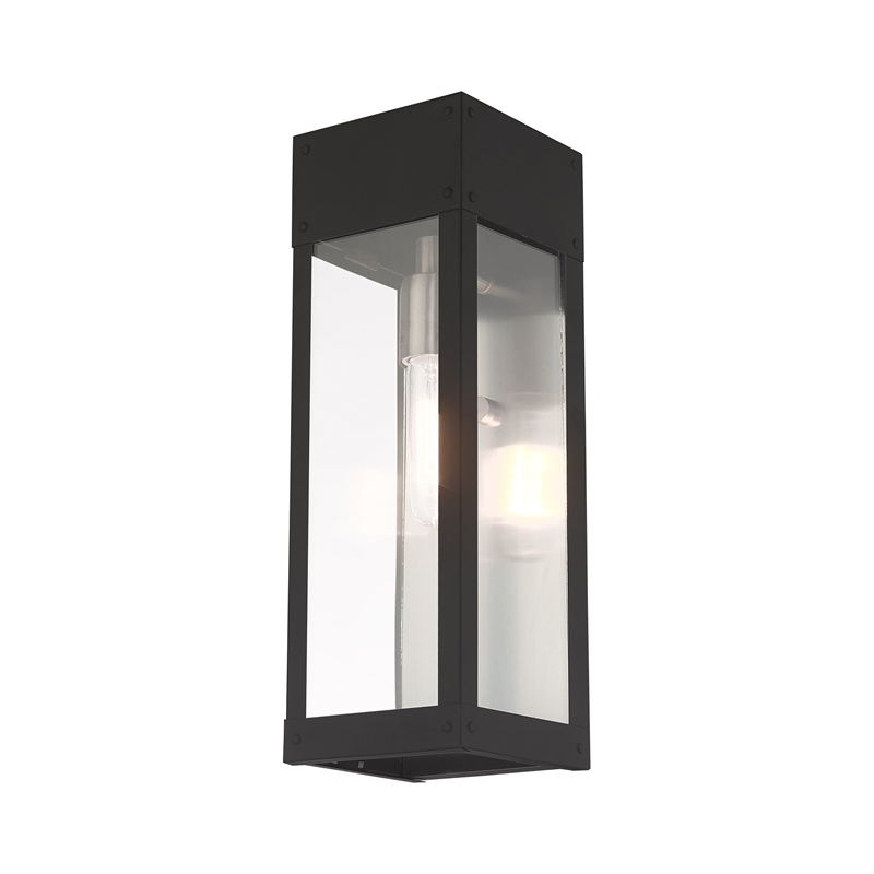 Beaumont Lane Transitional 1-Light Stainless Steel Outdoor Wall Lantern in Black