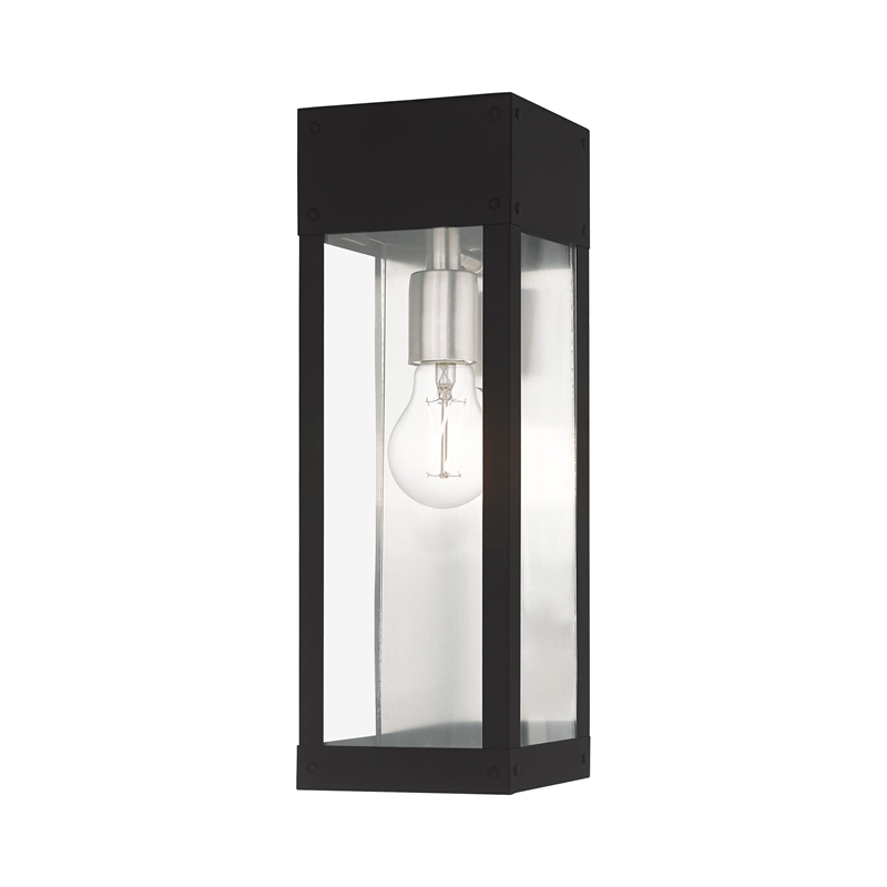Beaumont Lane Transitional 1-Light Stainless Steel Outdoor Wall Lantern in Black