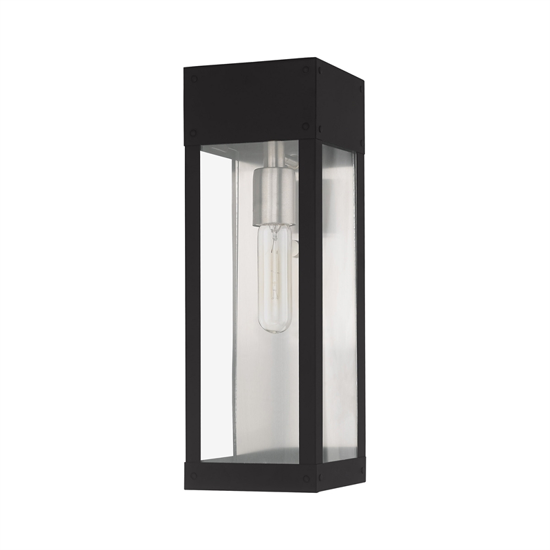 Beaumont Lane Transitional 1-Light Stainless Steel Outdoor Wall Lantern in Black