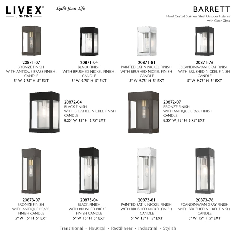 Beaumont Lane Transitional 1-Light Stainless Steel Outdoor Wall Lantern in Black