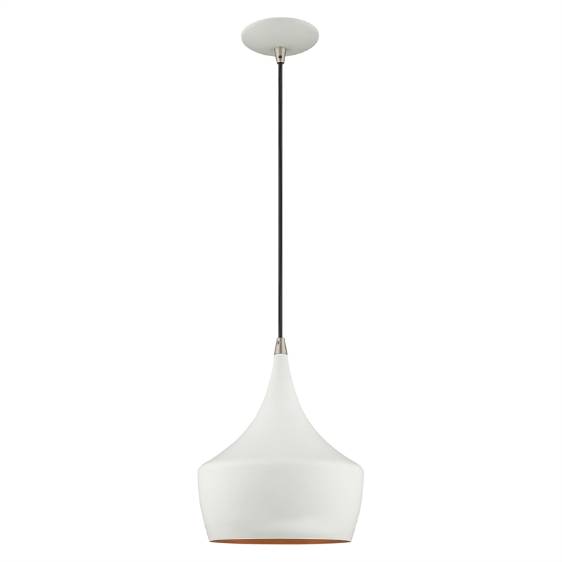 Beaumont Lane Mid-Century 1-Light Metal Single Pendant in White