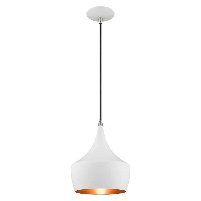 Beaumont Lane Mid-Century 1-Light Metal Single Pendant in White