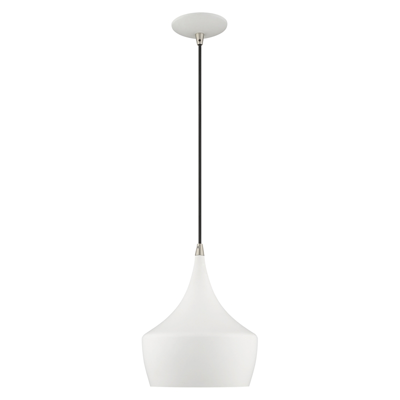 Beaumont Lane Mid-Century 1-Light Metal Single Pendant in White