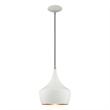 Beaumont Lane Mid-Century 1-Light Metal Single Pendant in White