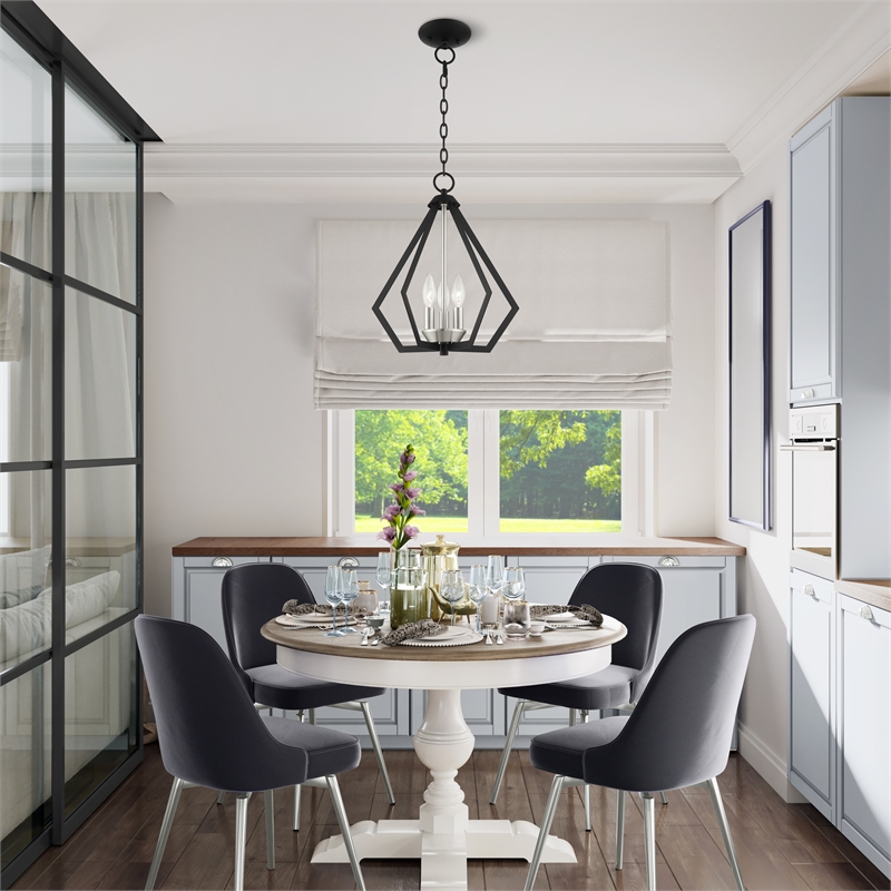 Beaumont Lane Contemporary 3-Light Metal Chandelier in Black